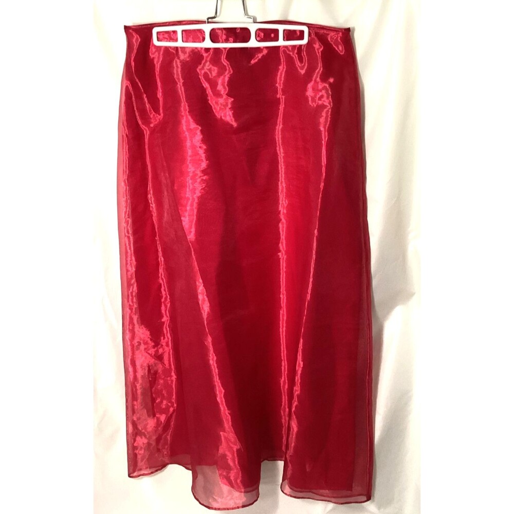 Vintage Gunne Sax Jessica McClintock Iridescent Maxi Skirt Red 90s Medium